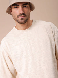 The Indian Garage Co Men Self Design Round Neck Oversized T-shirt