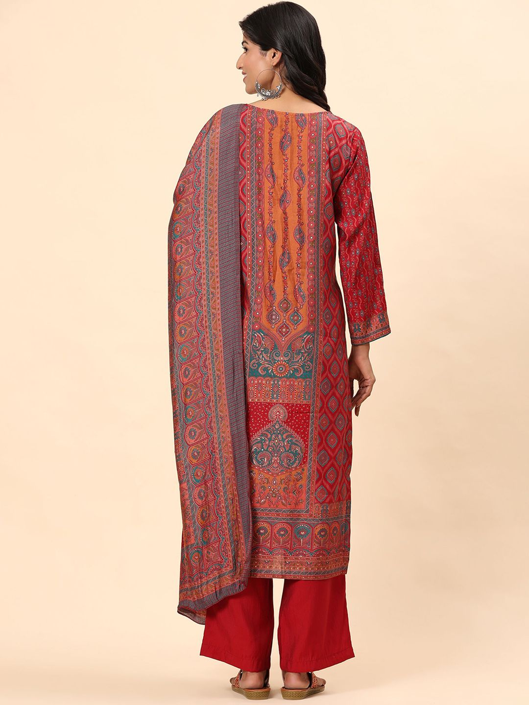 Mamicha Women Floral Embroidered Regular Pure Cotton Kurta with Trousers & With Dupatta
