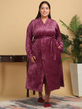 KLOTTHE Women Plus Size Woollen Bath Robe With Belt