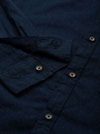 The Indian Garage Co Men Navy Blue Slim Fit Solid Casual Shirt