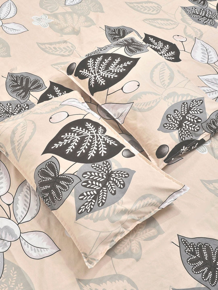 KLOTTHE Beige Floral  300 TC Super King Fine Bedsheets