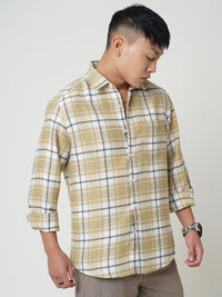 VASTRADO Men Classic Spread Collar Checked Cotton Slim Fit Casual Shirt