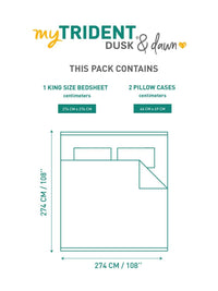 MYTRIDENT Ornate Yellow Dusk & Dawn Flat 144TC King Pure Cotton Bedsheet Set