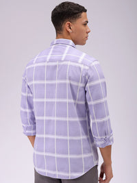 The Indian Garage Co Men Cutaway Collar Checked Cotton Slim Fit Casual Shirt