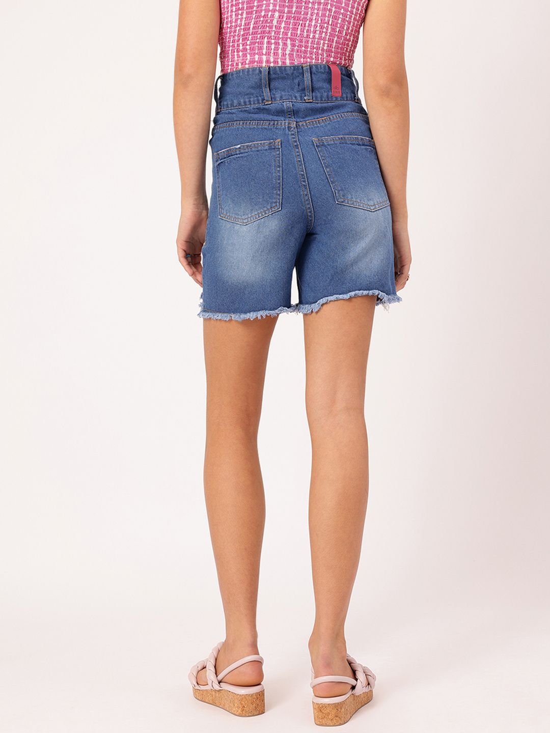 DressBerry Women Frayed Fuss Ripped Denim Shorts