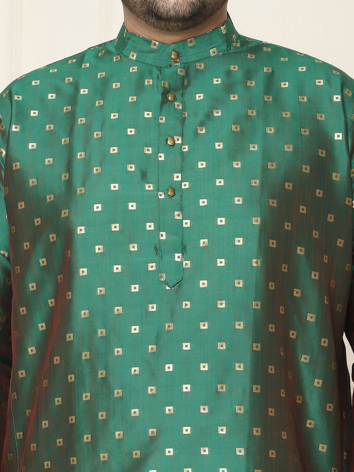 SOJANYA PLUS Ethnic Motifs Band Collar Straight Kurta With Pajamas