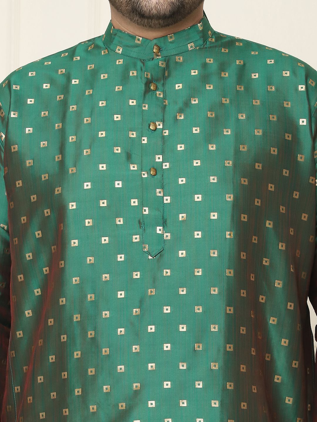 SOJANYA PLUS Ethnic Motifs Band Collar Straight Kurta With Pajamas