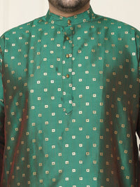 SOJANYA PLUS Ethnic Motifs Band Collar Straight Kurta With Pajamas