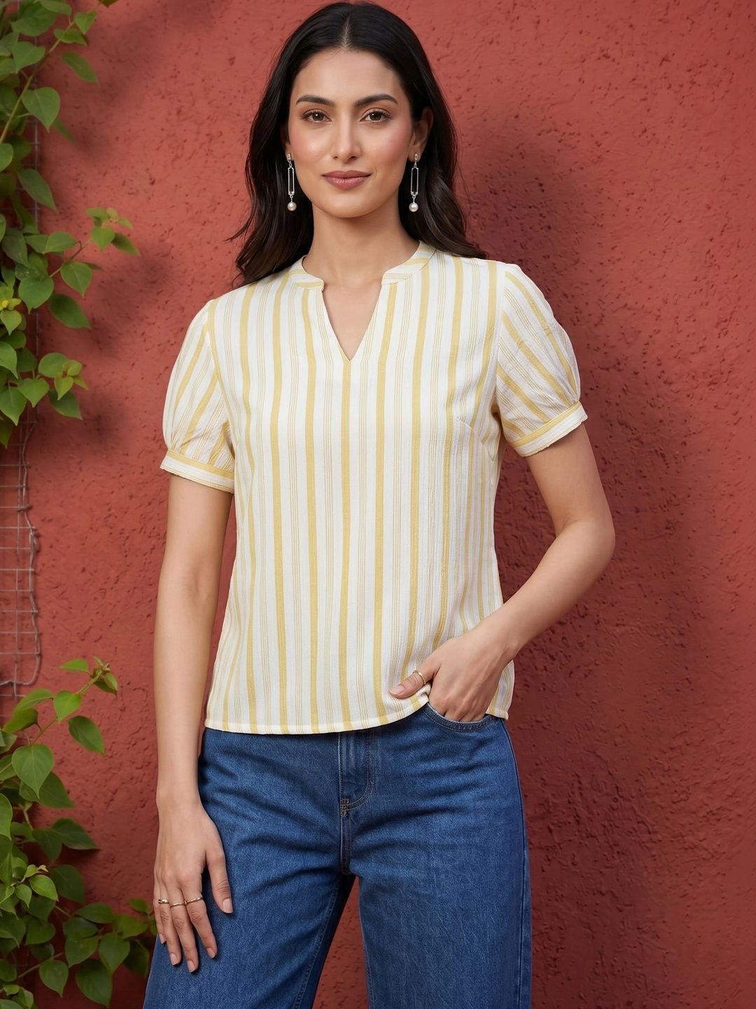 Mamicha Striped Puff Sleeve Top