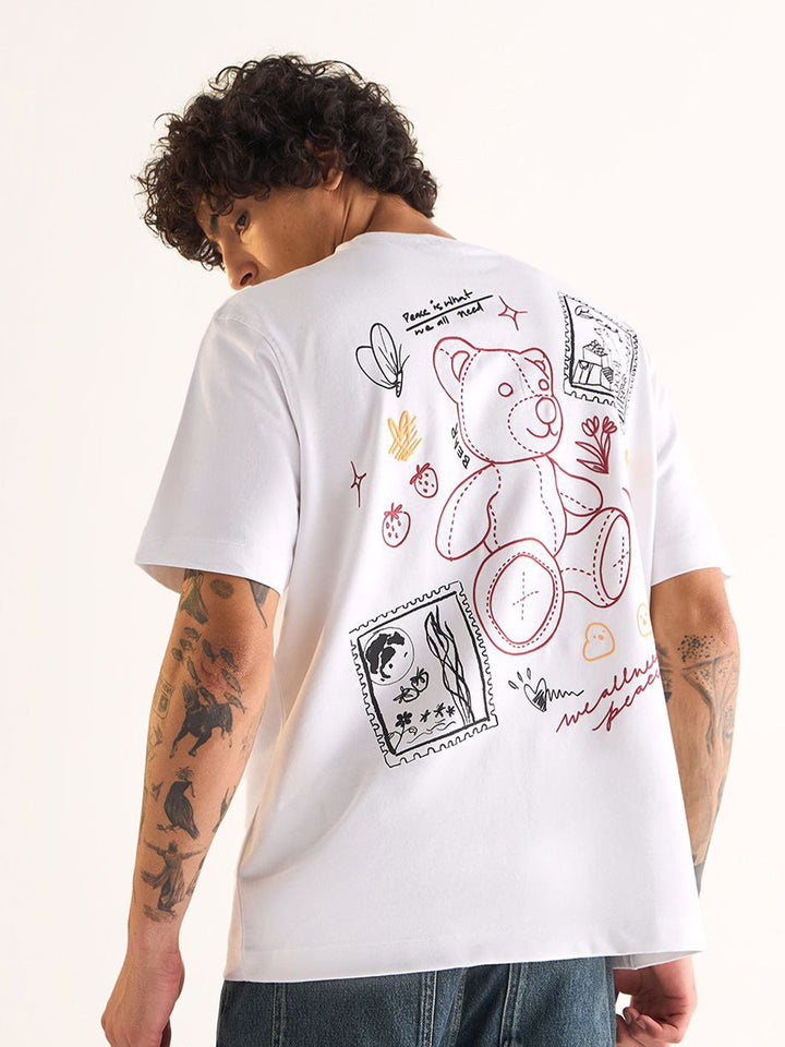 THE BEAR HOUSE Men Printed Drop-Shoulder Sleeves T-shirt