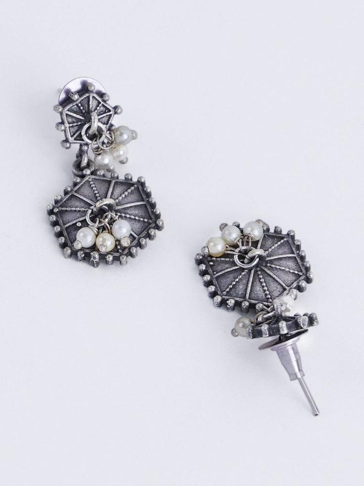 Anouk Silver Plated Cubic Zirconia Studded Contemporary Drop Subang