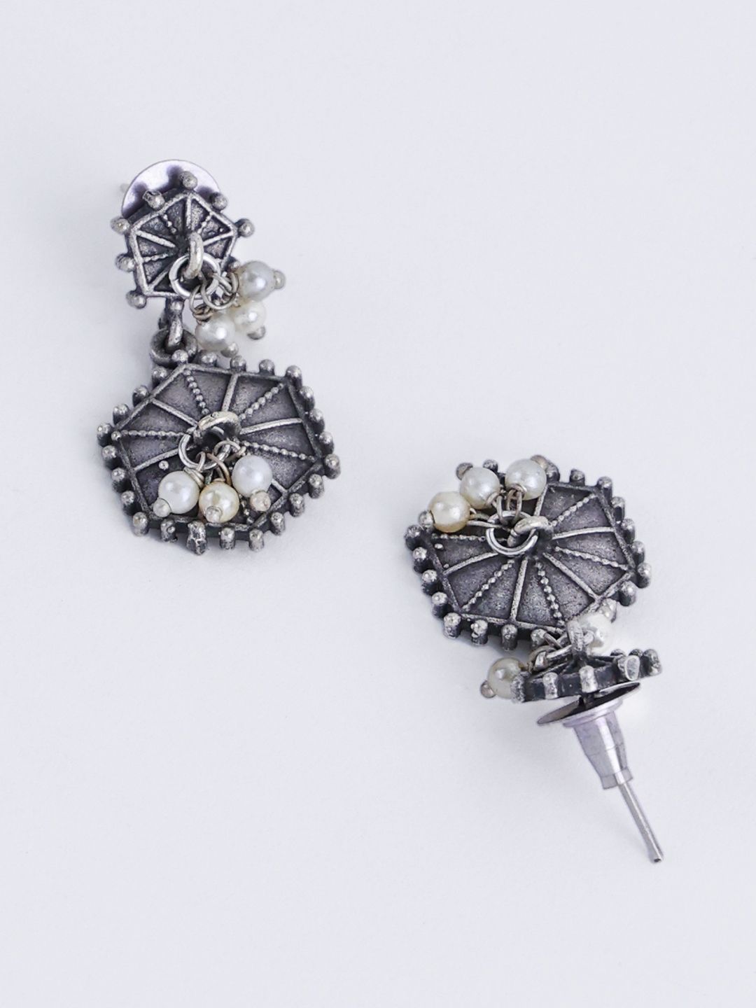 Anouk Silver Plated Cubic Zirconia Studded Contemporary Drop Subang