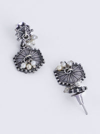Anouk Silver Plated Cubic Zirconia Studded Contemporary Drop Subang