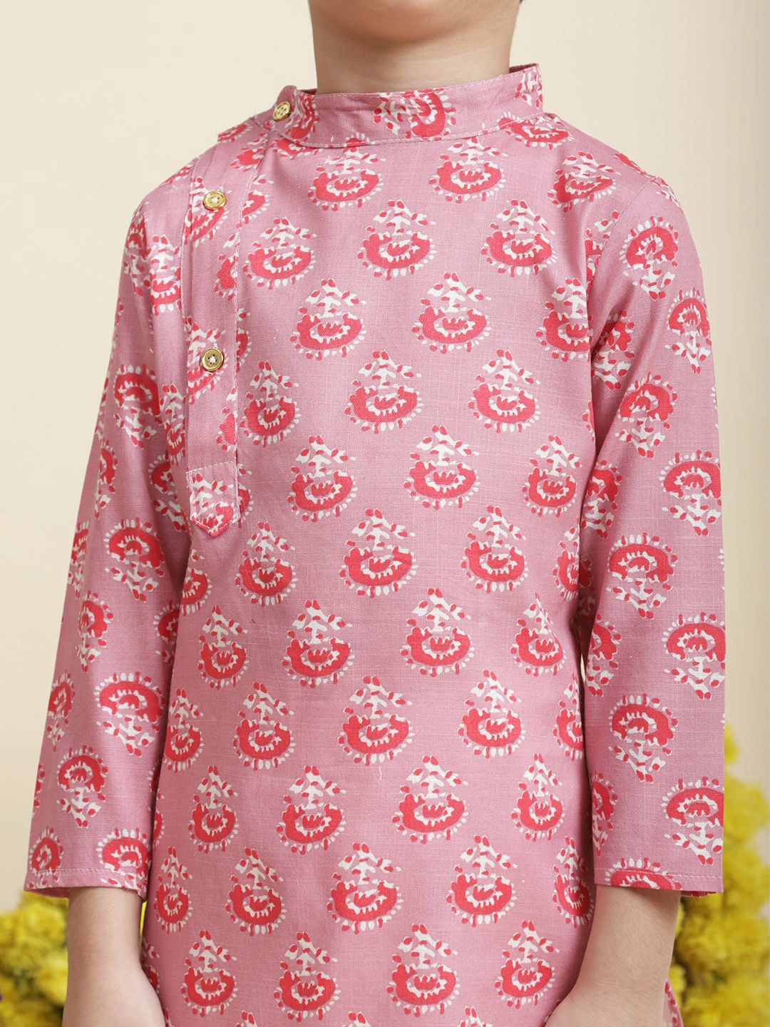 Cutiekins Boys Ethnic Motifs Printed Pure Cotton Kurta with Pyjamas