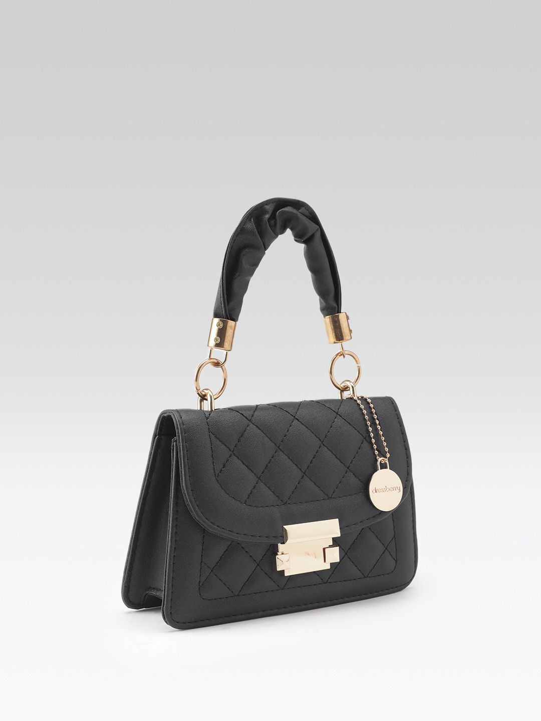 DressBerry Quilted Structured Satchel Bag