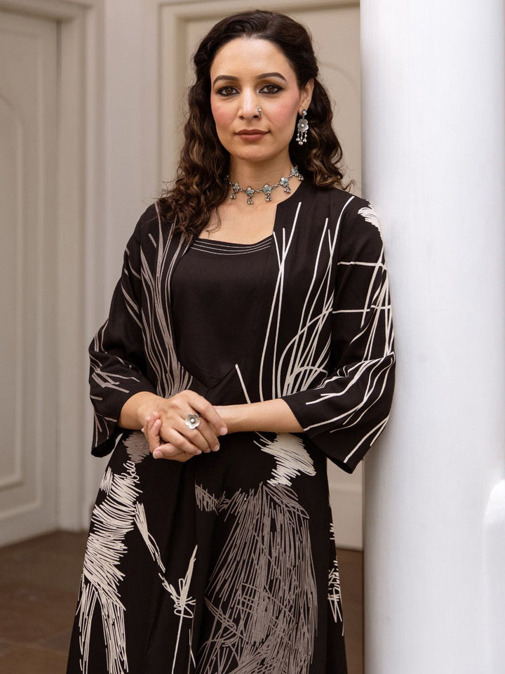 Indo Era Abstract Printed Regular Straight Kurta with Palazzos