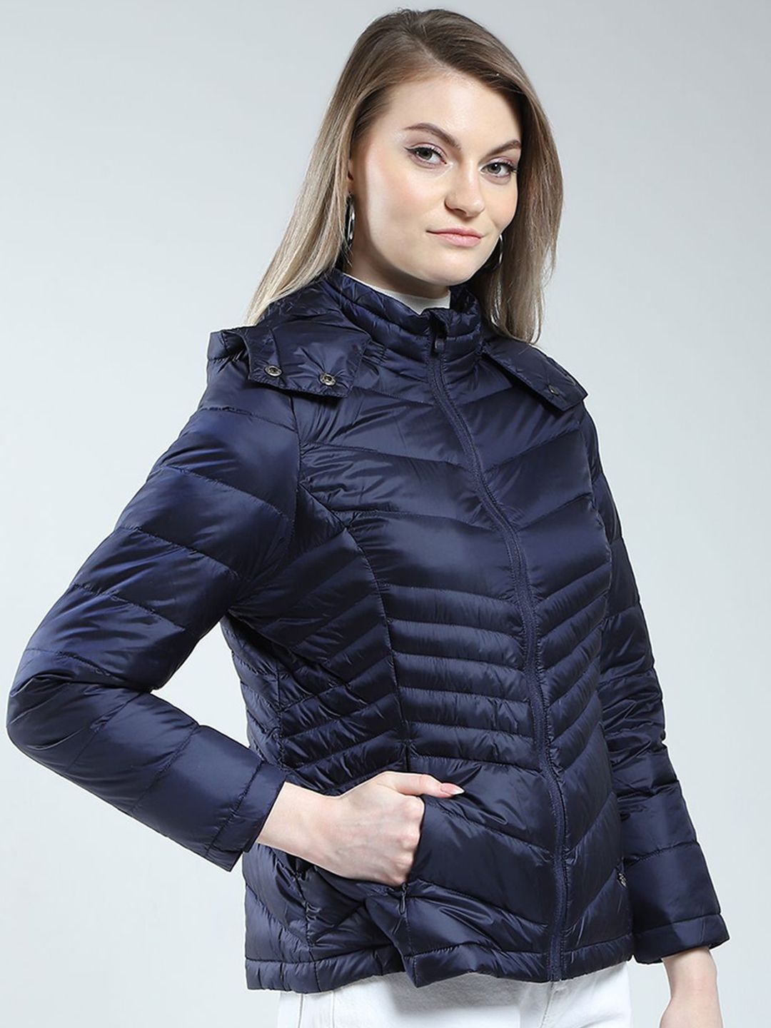 Monte Carlo Women Solid Hooded Puffer Jacket