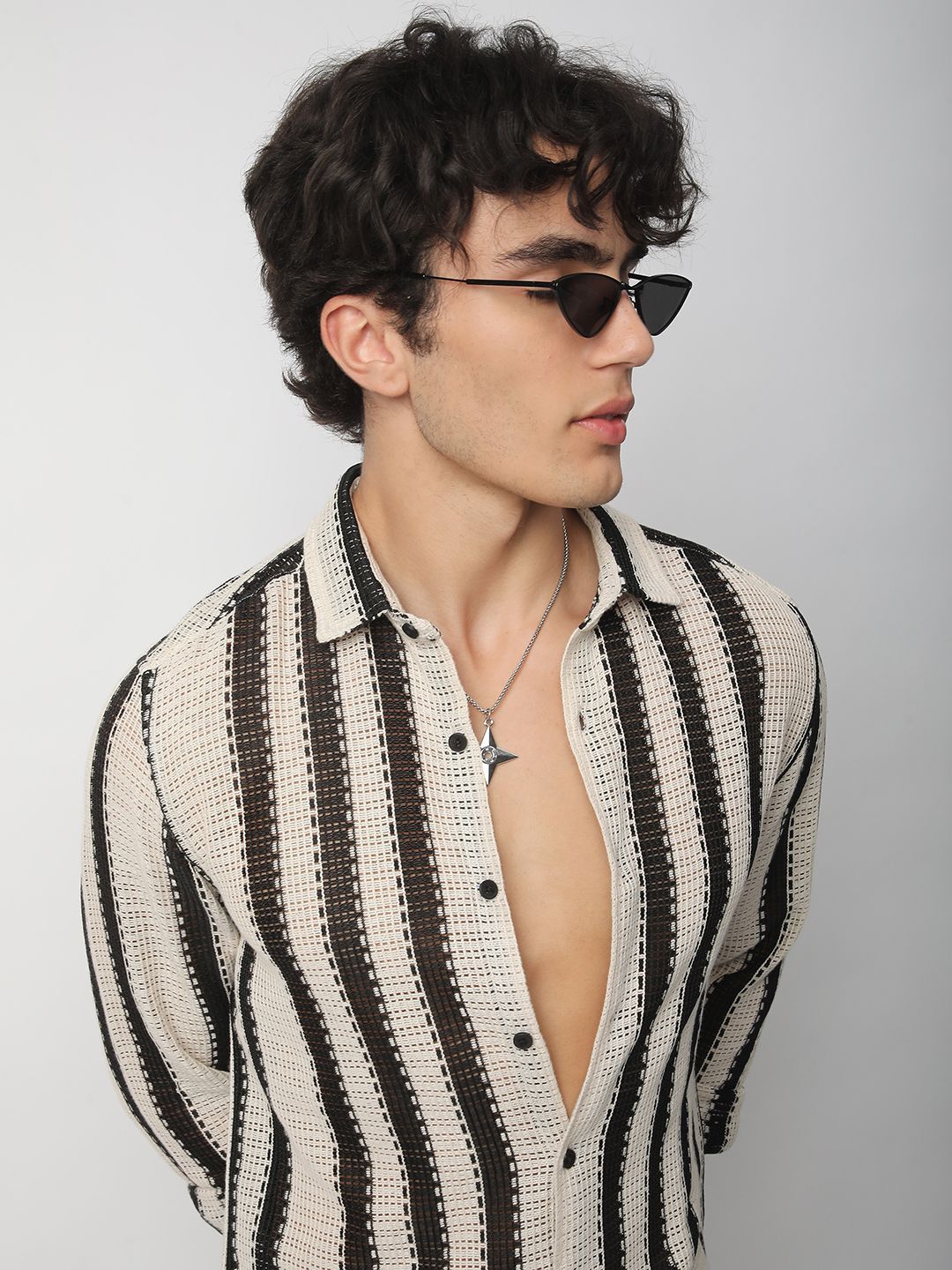 VASTRADO Men Classic Slim Fit Multi Stripes Opaque Casual Shirt