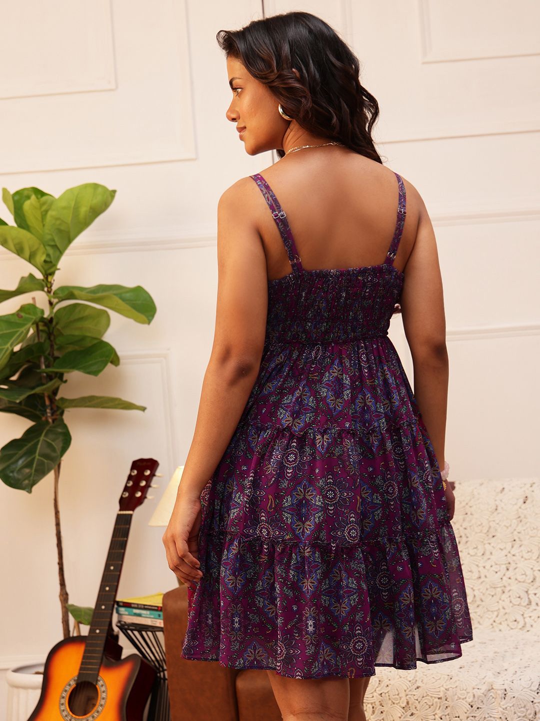 Quiero Floral Print Georgette Fit & Flare Dress