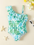 YK Girls Dicetak Bodysuit Pakaian Swim