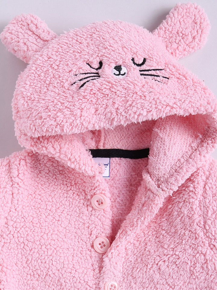 Moms Love Infant Girls Sherpa Finish Pure Cotton Hooded Tailored Jacket