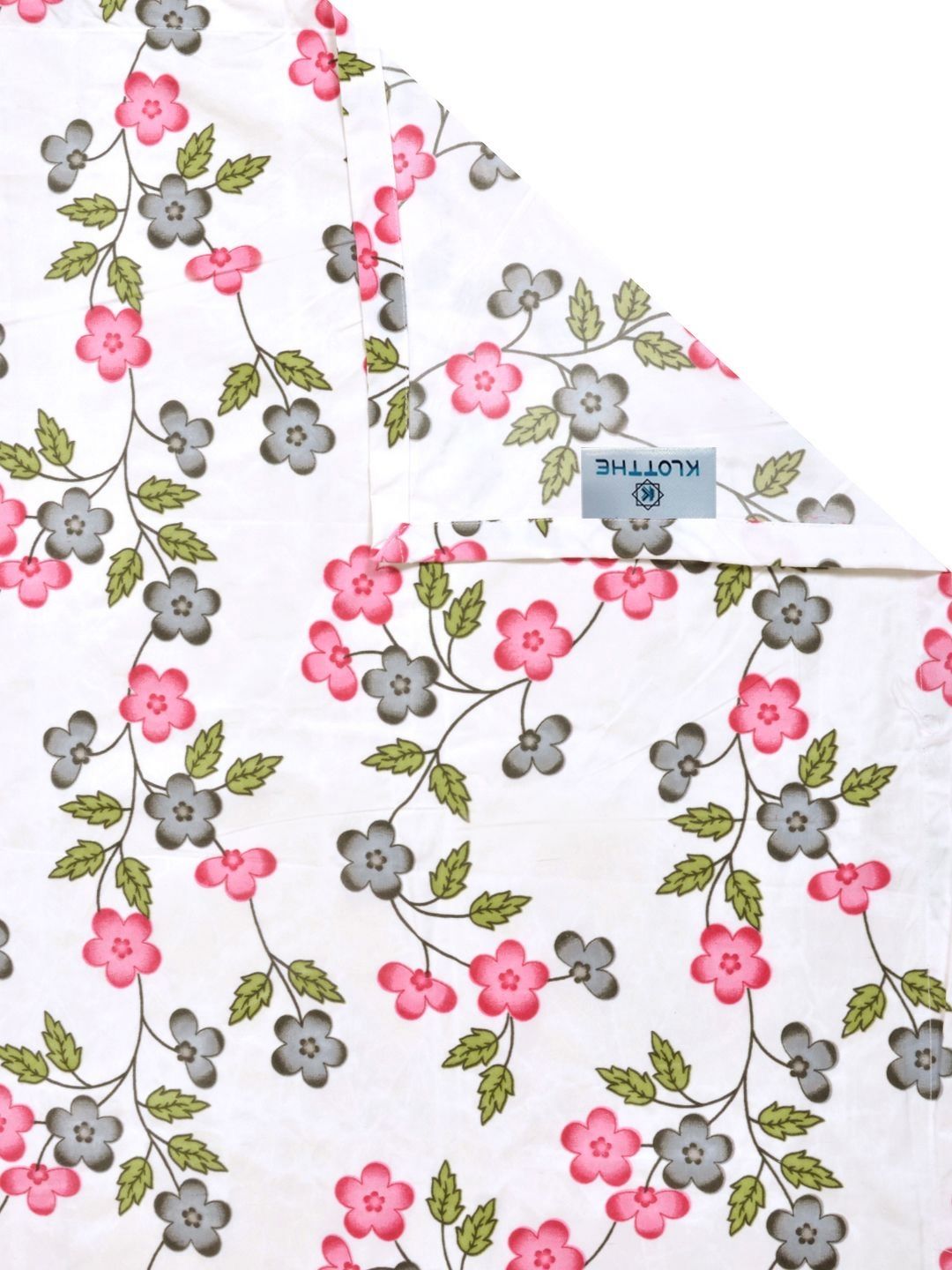 KLOTTHE Krim Kapas Bunga 300 TC Cadar King Halus dengan 2 Sarung Bantal-98 x 89 inci