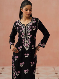 Rumah Wanita Chikankari Kurta Chikankari Sulaman Bunga