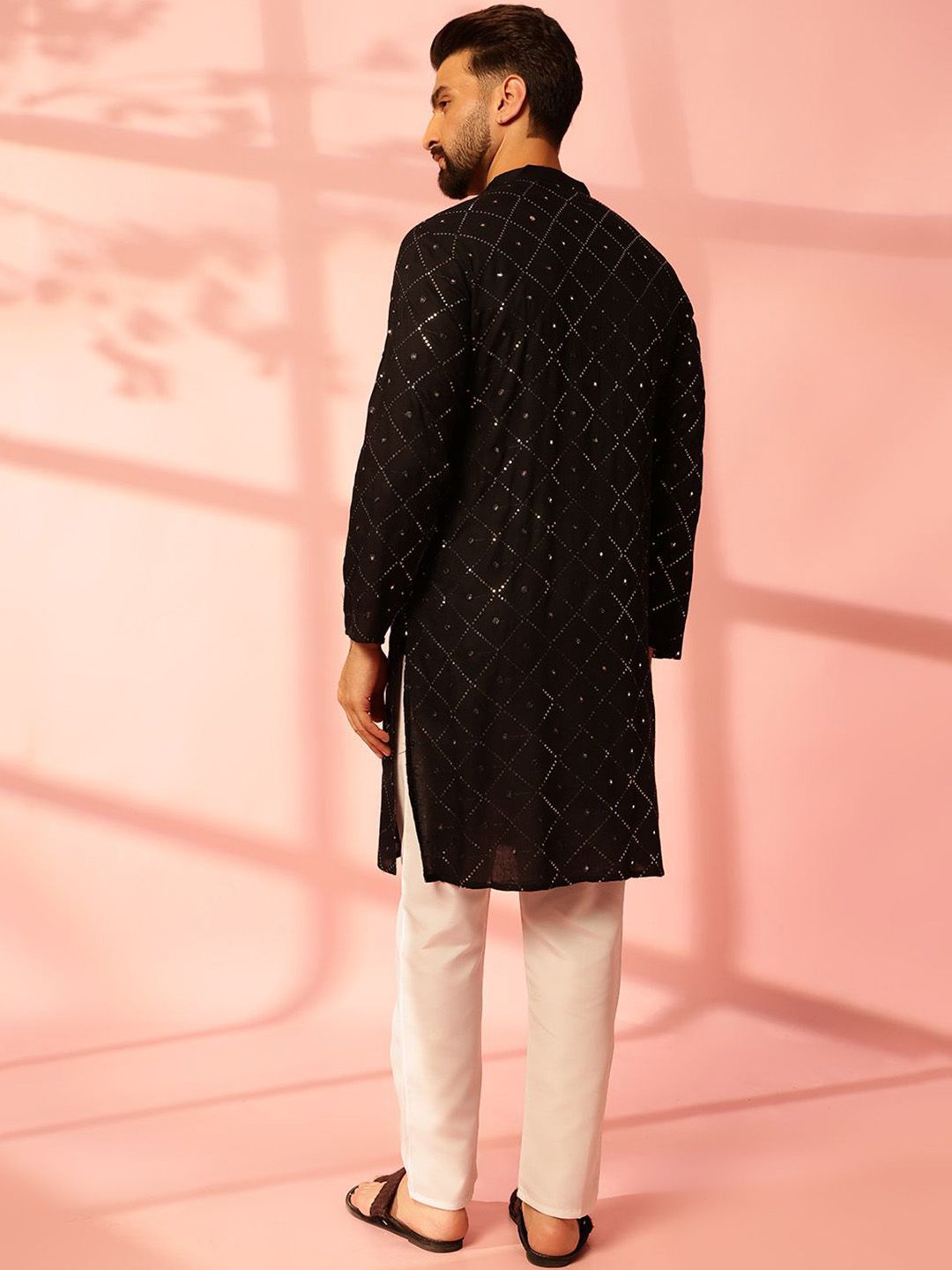 Anouk Men Embroidered Regular Mirror Work Pure Cotton Kurta with Pyjamas