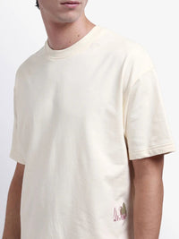 RARE RABBIT Floral Printed Drop-Shoulder Sleeves Oversized Cotton T-shirt