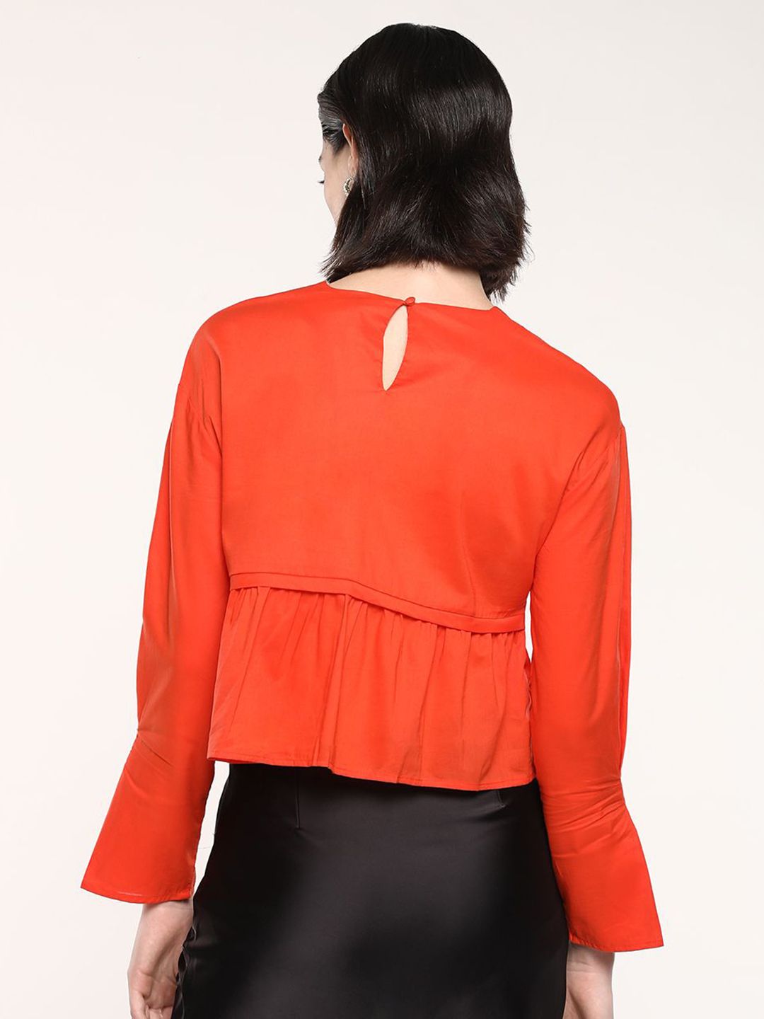 RAREISM Solid Round Neck Cotton Top