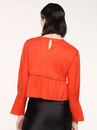 RAREISM Solid Round Neck Cotton Top