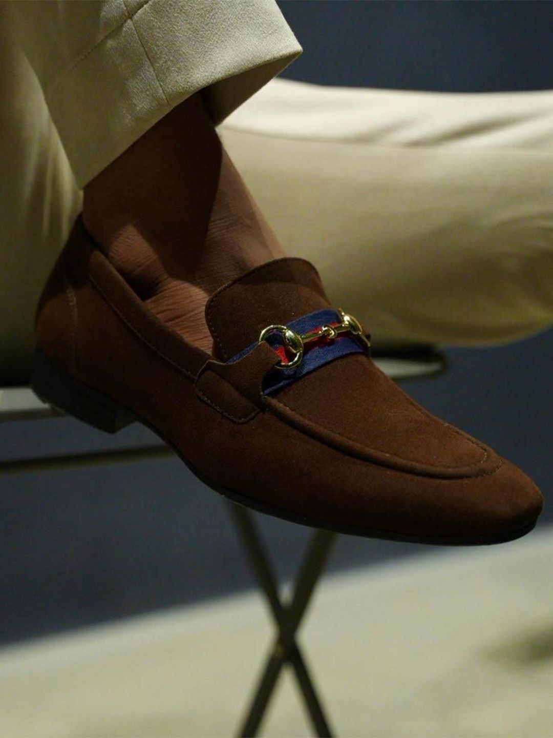 Monkstory Men Round Toe Slip-On Vintage Horsebit Loafers