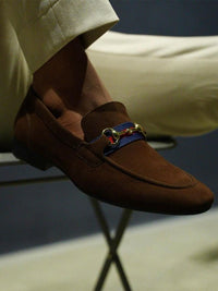 Monkstory Men Round Toe Slip-On Vintage Horsebit Loafers
