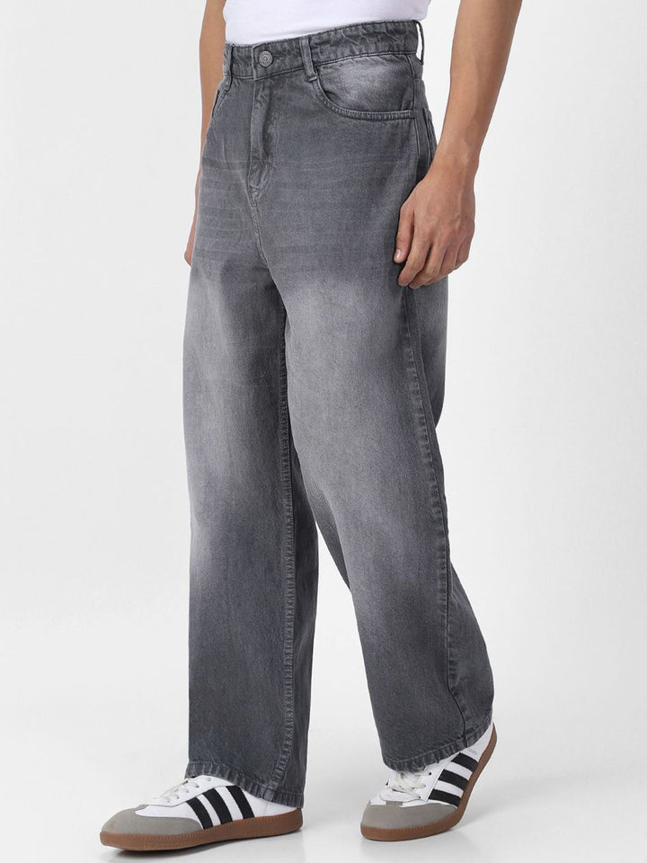 Urbano Fashion Men Loose Relaxed Fit Heavy Fade Jeans