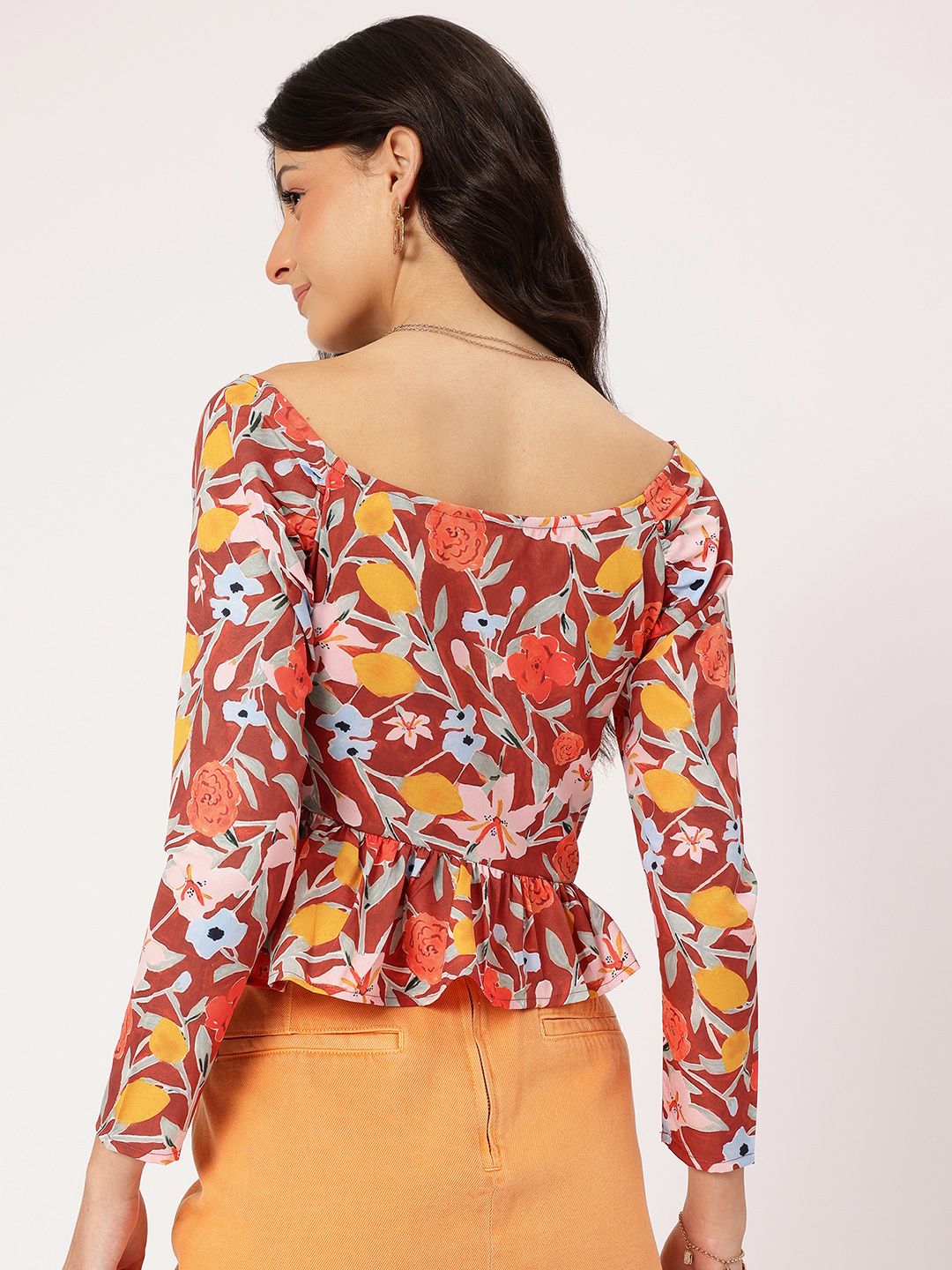 DressBerry Floral Frenzy Peplum Top