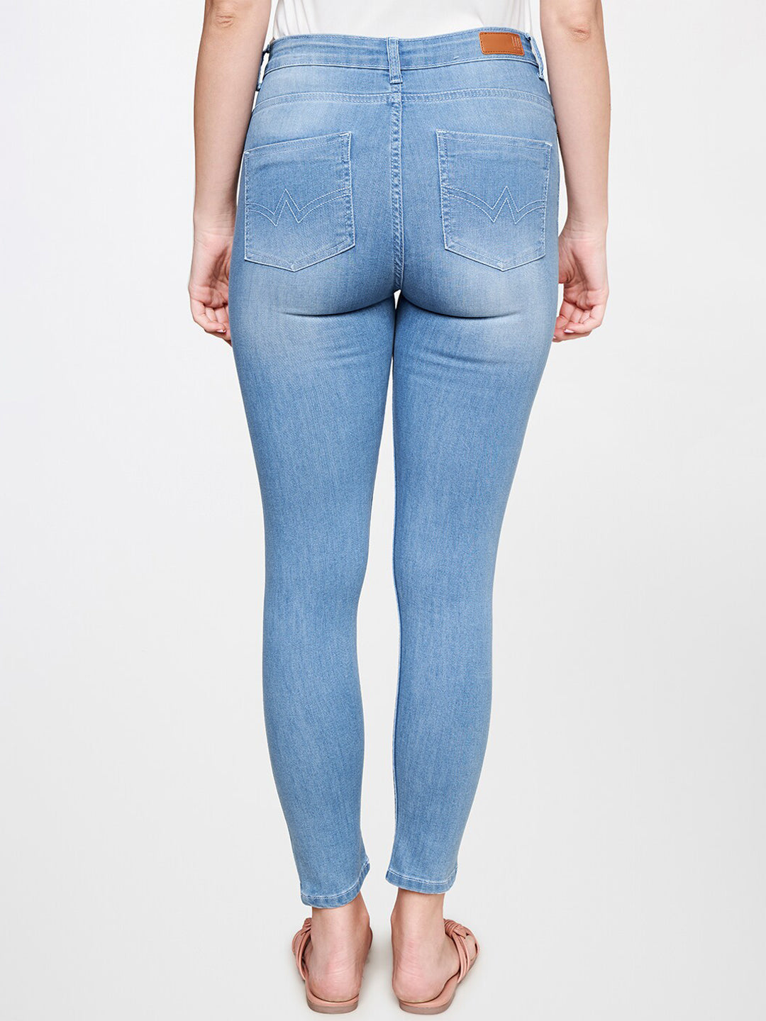 AND Women Skinny Fit Light Fade Low Distressed Jeans