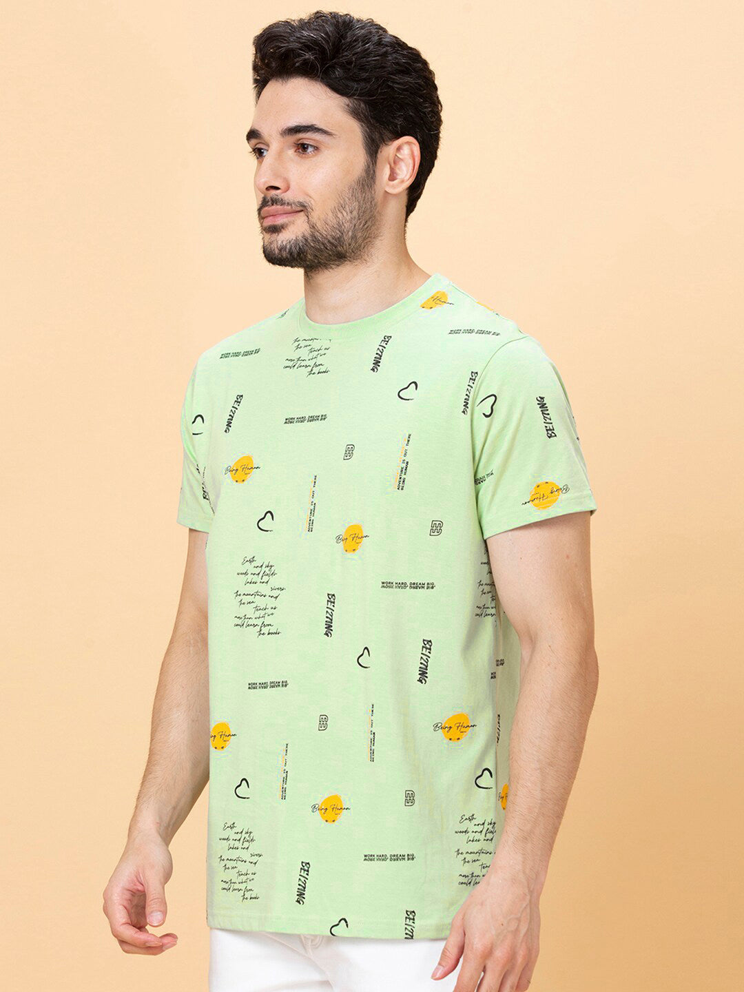 Being Human Conversational Printed Round Neck Short Sleeves Pure Cotton T-shirt