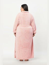 KLOTTHE Plus Size Long Sleeve Woolen Bath Robe With Belt