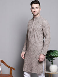 Jompers Floral Embroidered Thread Work Sequinned Pure Cotton Kurta