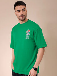 The Indian Garage Co Men Graphic Printed Round Neck Pure Cotton Oversized T-shirt