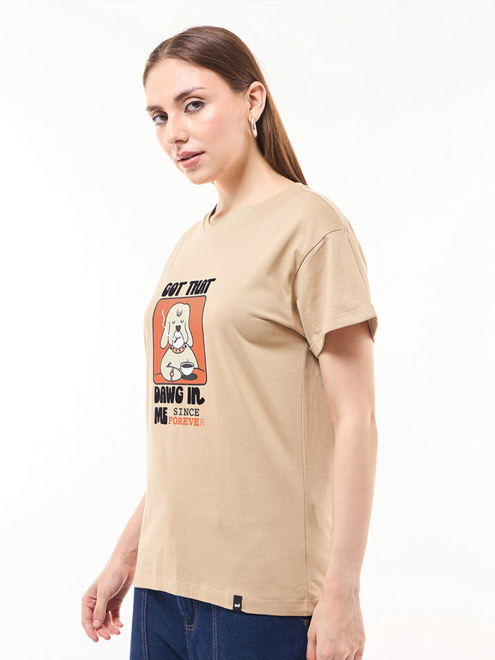 Bewakoof Women Graphic Printed Round Neck Pure Cotton Relaxed Fit T-shirt