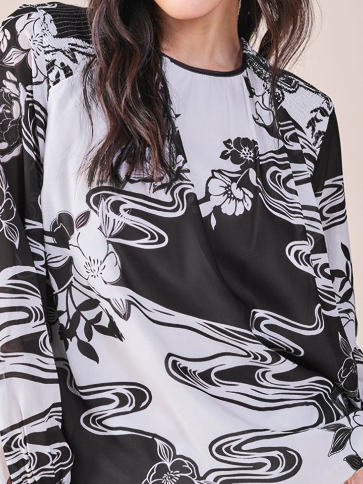 AND Women Abstract Print High Neck Sleeveless Top