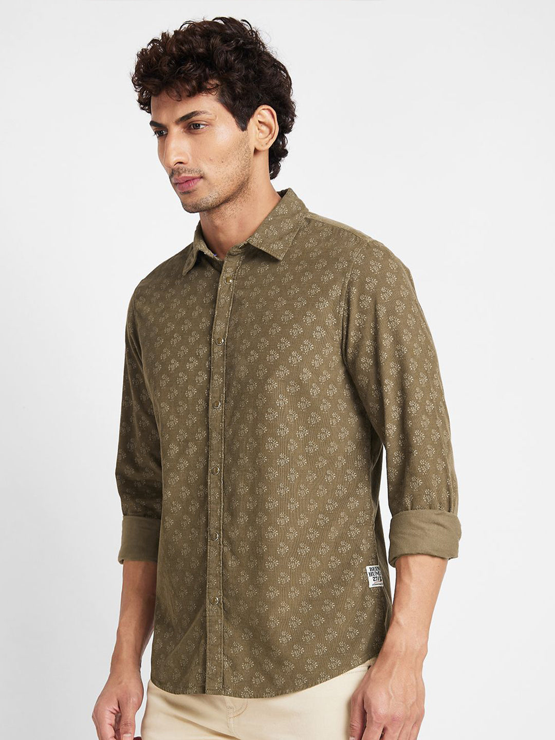 Being Human Men Pure Cotton Slim Fit Opaque Printed Casual Shirt