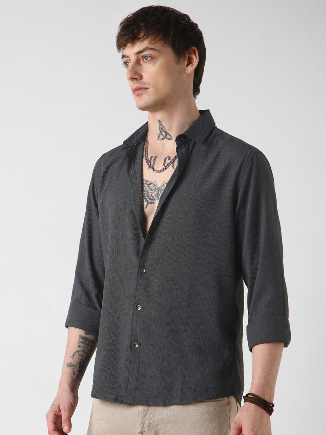 VASTRADO Men Classic Slim Fit Opaque Striped Casual Shirt