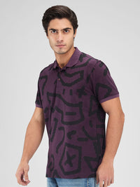 SPYKAR Men Printed Polo Collar Slim Fit T-shirt