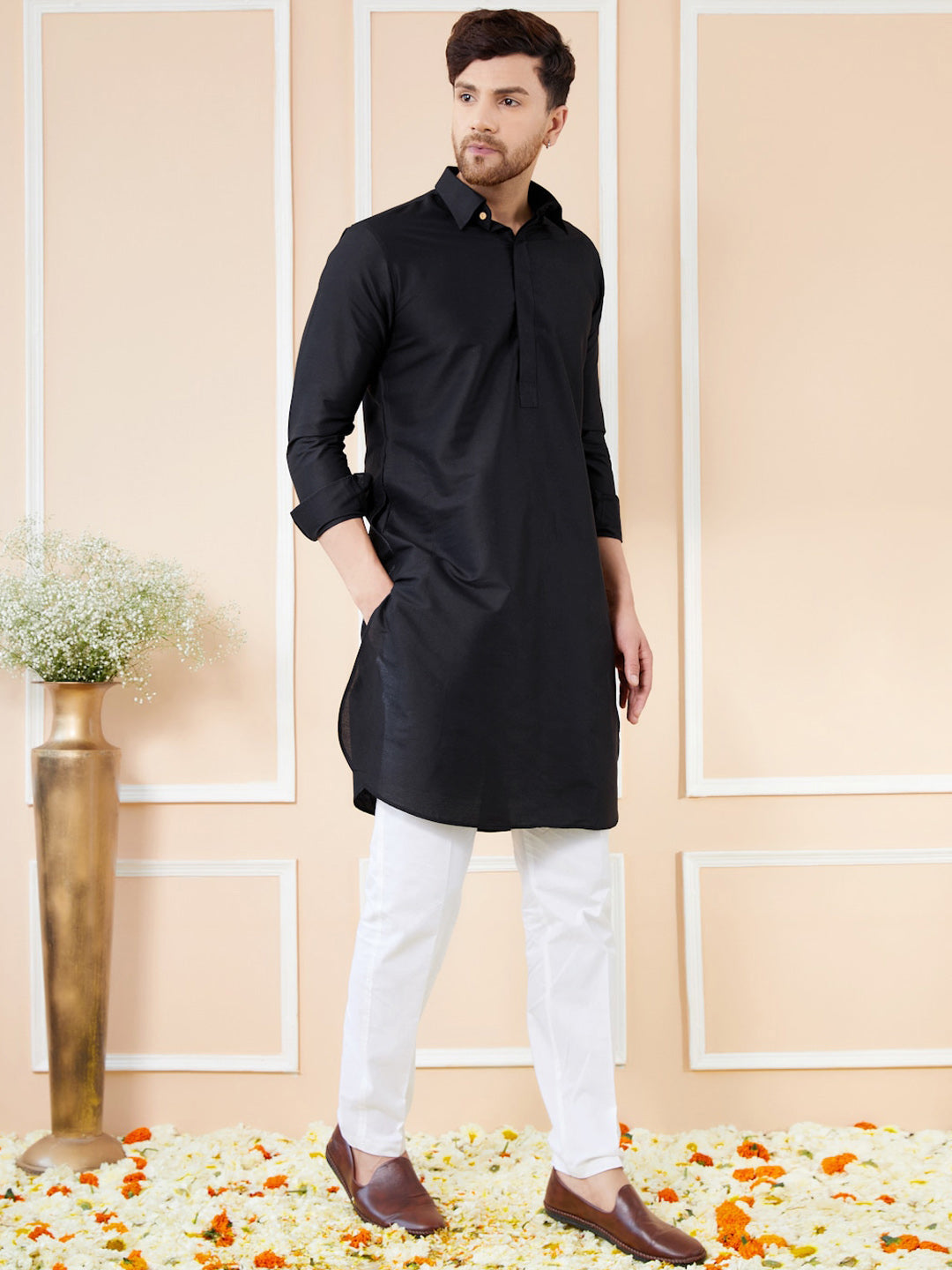 See Designs Shirt Collar Cotton Pathani Kurta