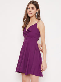 Berrylush Women Purple Solid Fit and Flare Dress