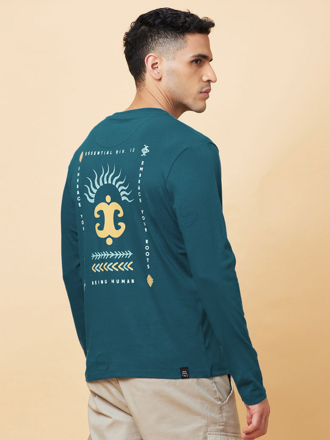 Being Human Pure Cotton Typography Printed Applique T-shirt