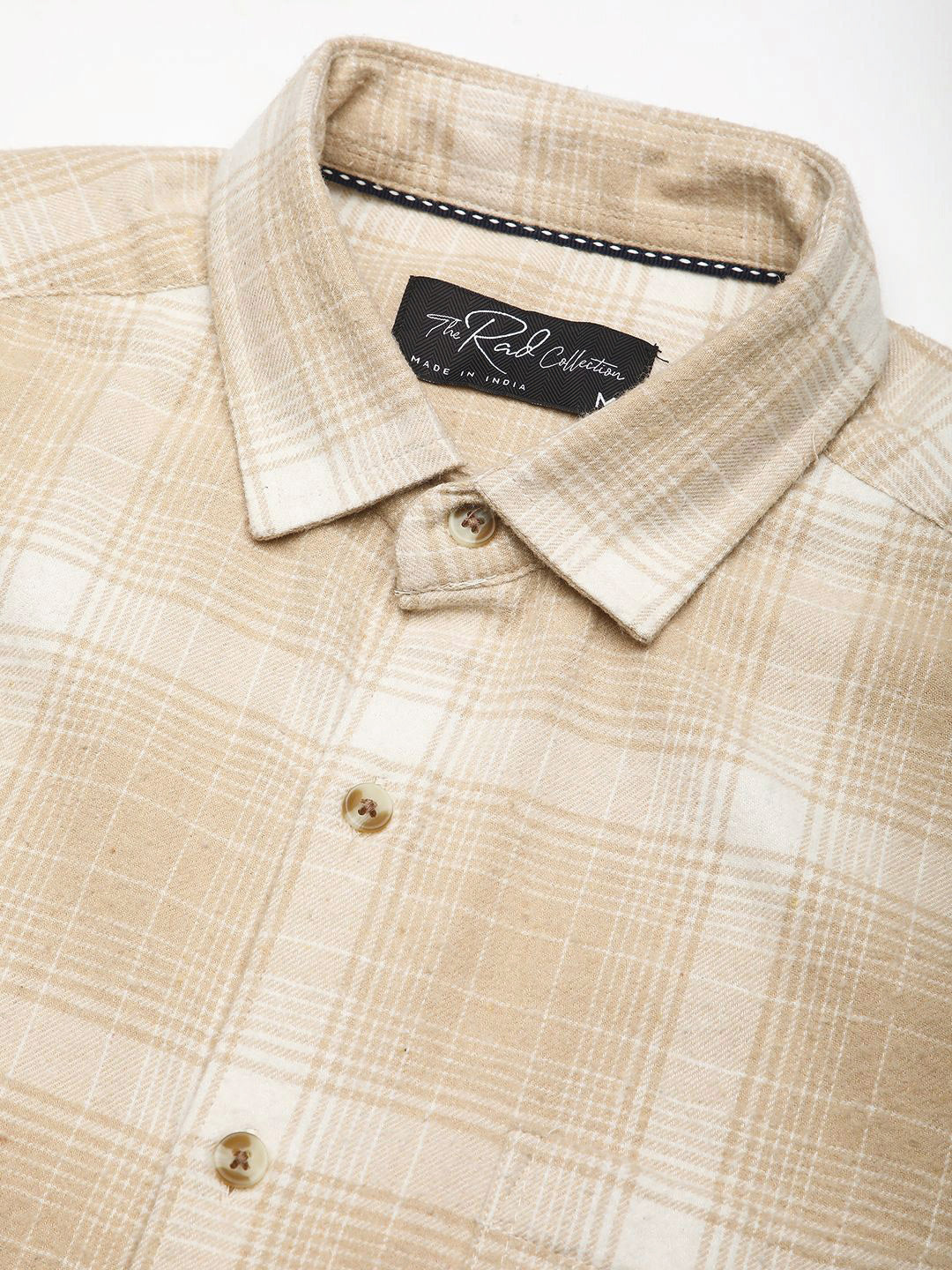 VASTRADO Men Classic Slim Fit Cutaway Collar Tartan Checked Pure Cotton Casual Shirt