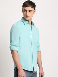 THE BEAR HOUSE Slim Fit Spread Collar Pure Cotton Casual Shirt